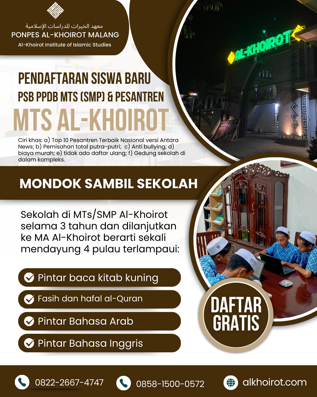 PSB PPDB Madrasah Tsanawiyah MTS Al-Khoirot Malang