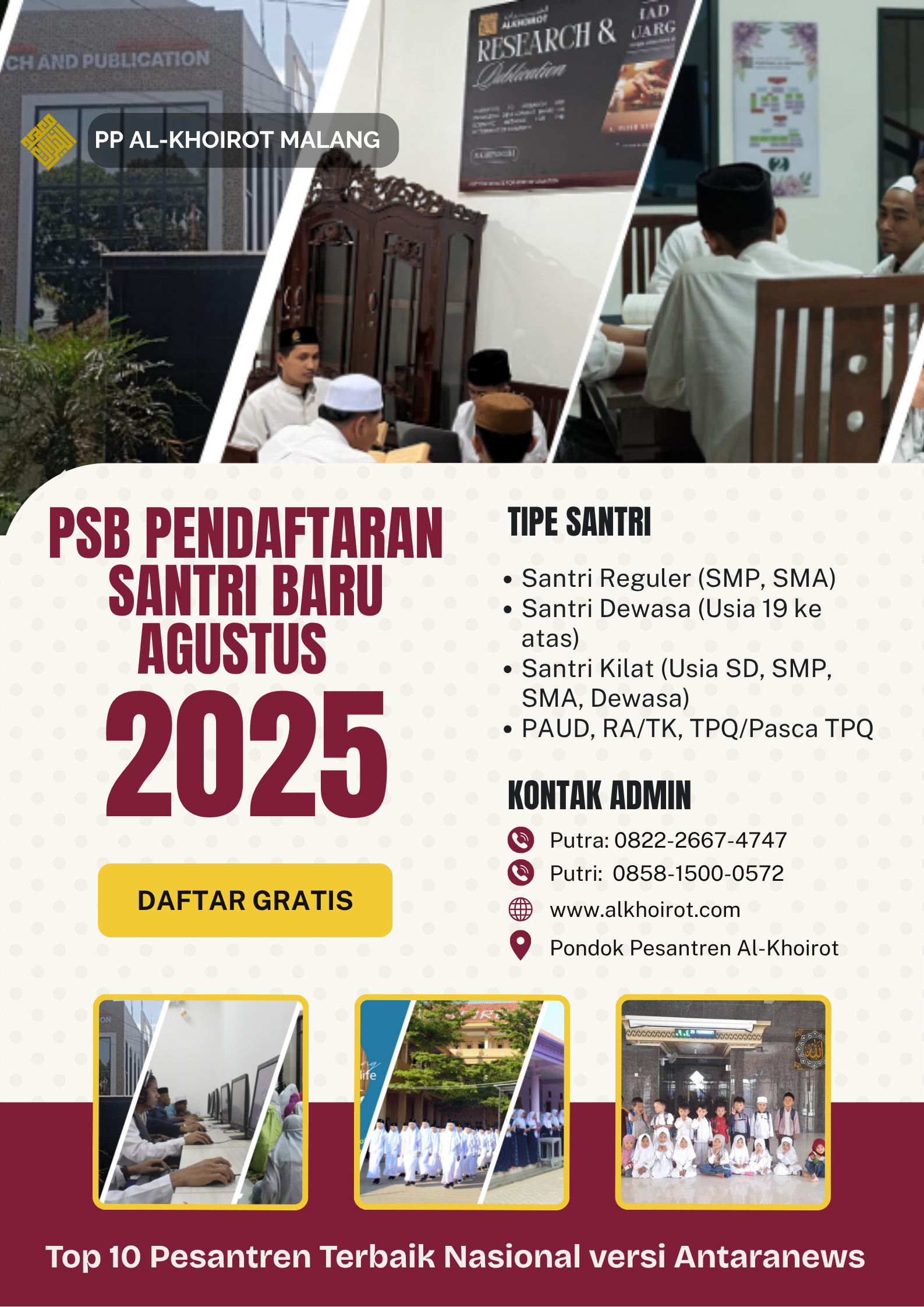 pendaftaran santri baru psb agustus